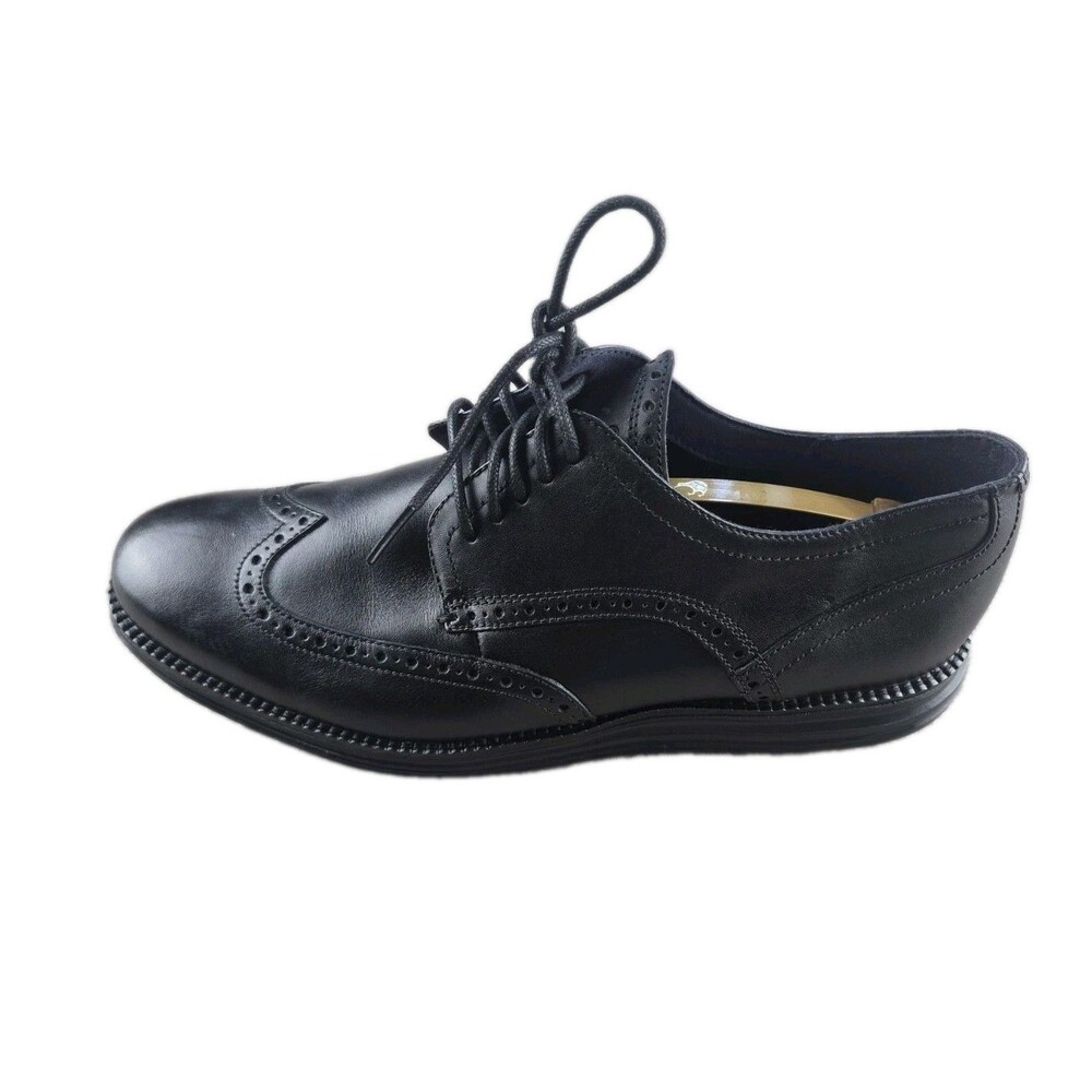 Cole Haan Original Grand Shoes Men Sz 10.5M Black Casual Derby Wingtip Leather